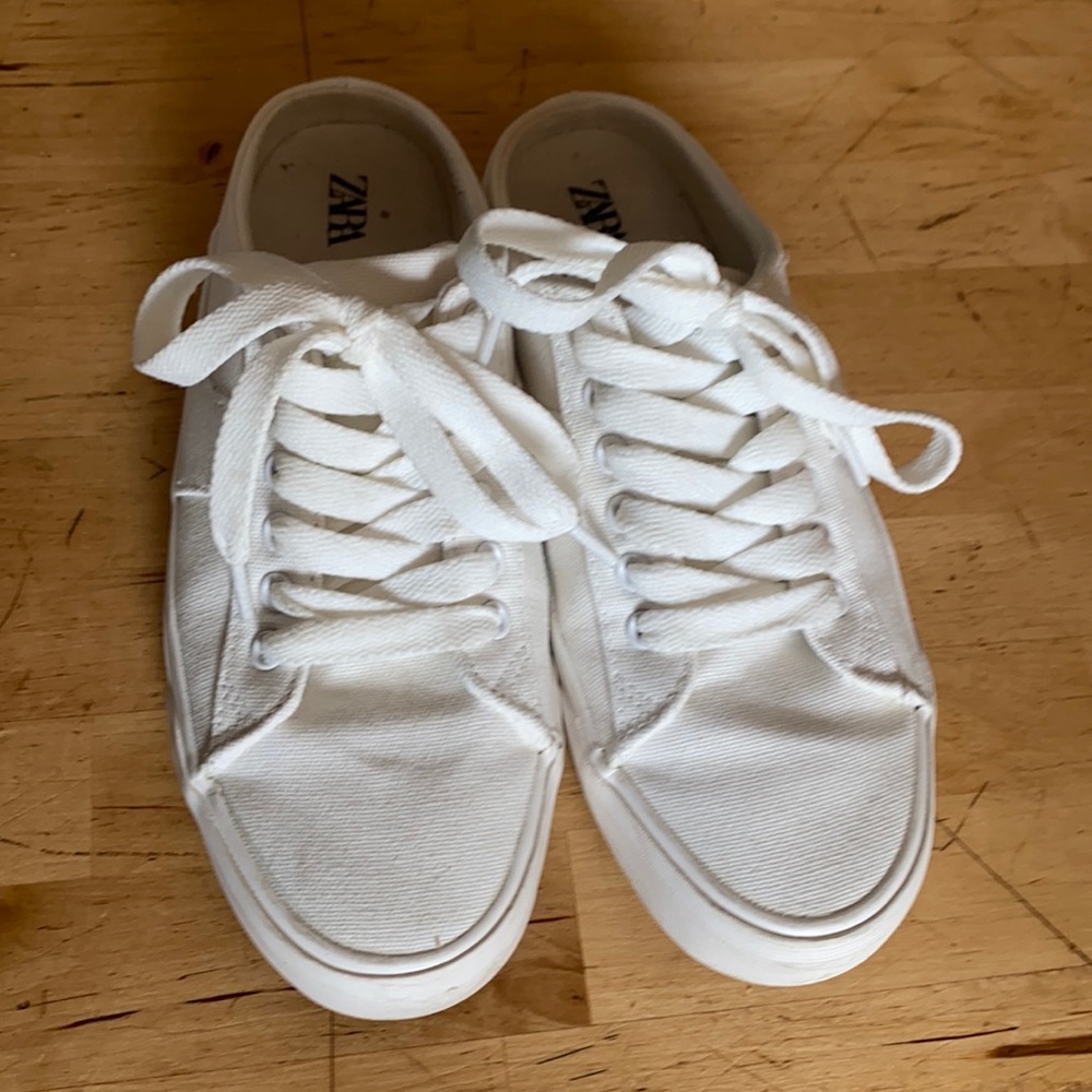 Zara Slip on White Shoes